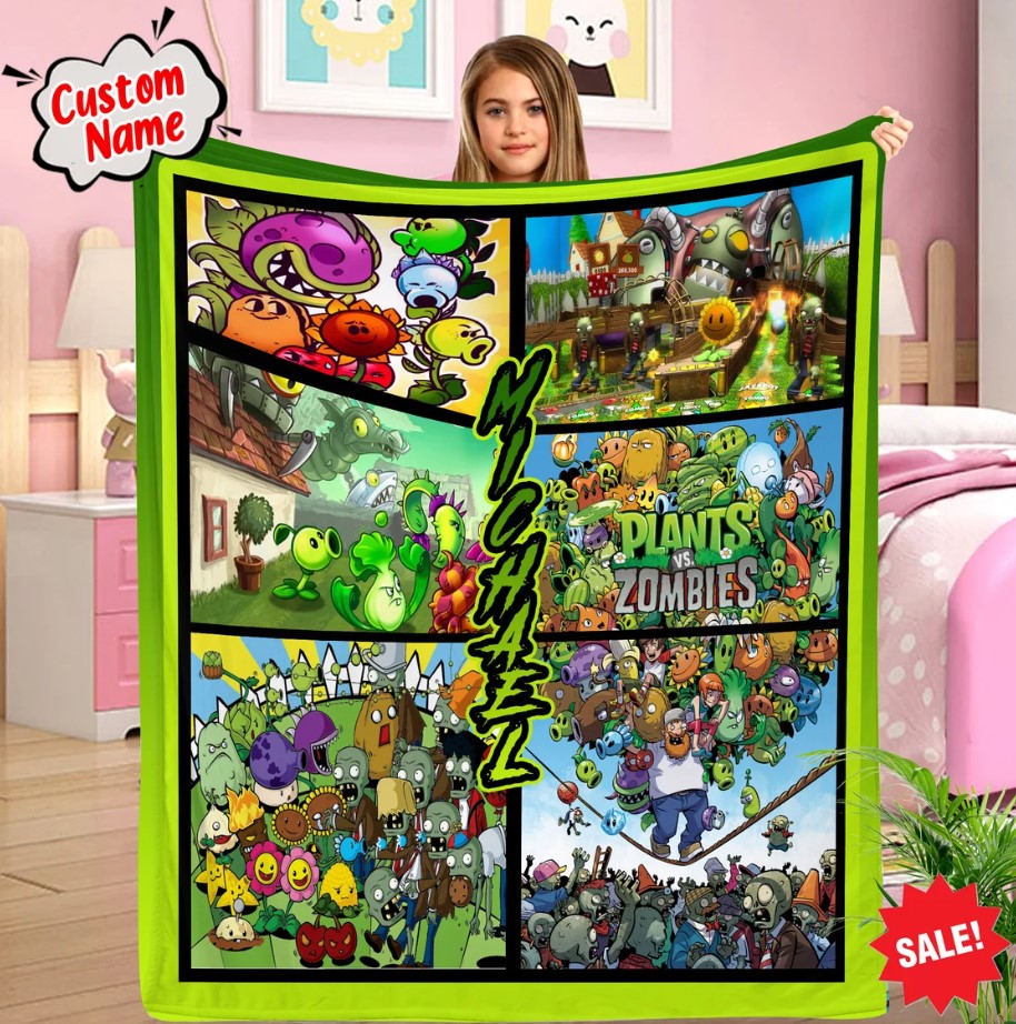 Persobalized Plants And Zombies Quilt Blanket Plants And Zombies Fan Gifts Plants And Zombies Them Party